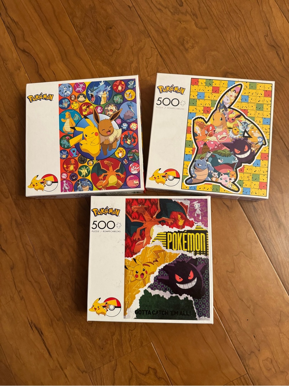 Pokémon 3-Pack 500pc Puzzle Set - Colorful Character Collage